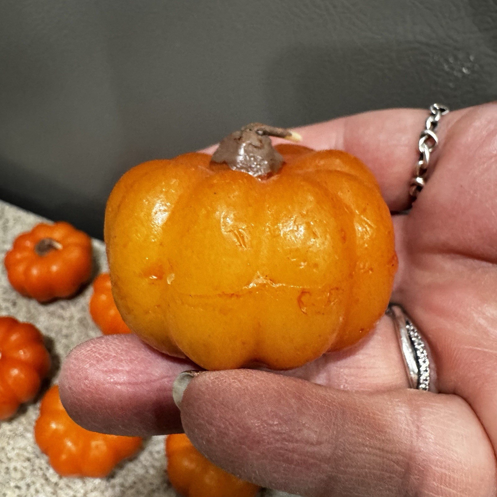 7 Mini 1.5”x2” Pumpkin Shaped Candles Fall Autumn Halloween Party Decor Unused