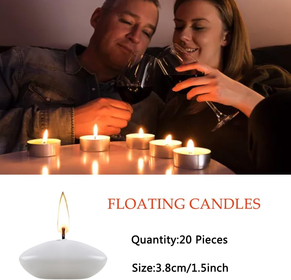 20 Pieces 1.5 Inch Valentine’s Day Floating Candles, Unscented Floating Candles