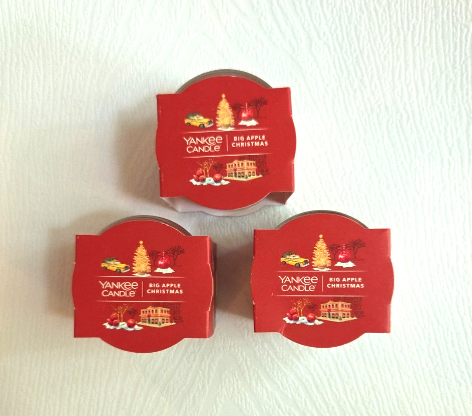 Lot of 3 Yankee Candle Red Mini Holiday Candles in Big Apple Christmas