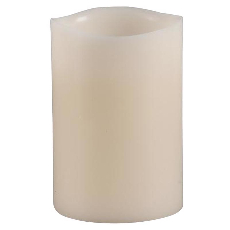 Everlasting Glow Bisque Vanilla Edge Pillar Flameless Candle 6in. H X 4in. D