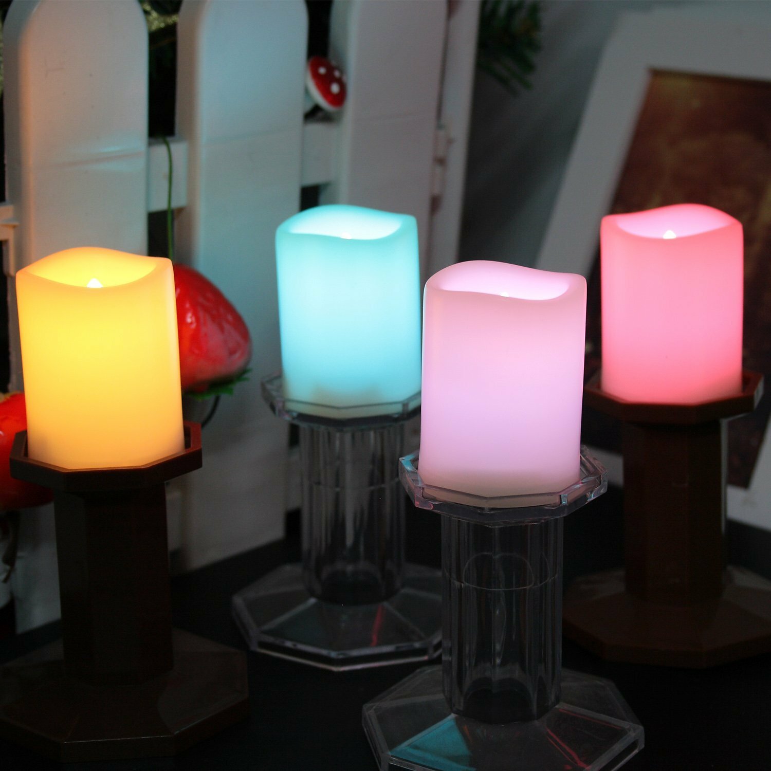 Set of 10 Color Changing, Multi-color Flameless LED Votive Candles with Remote