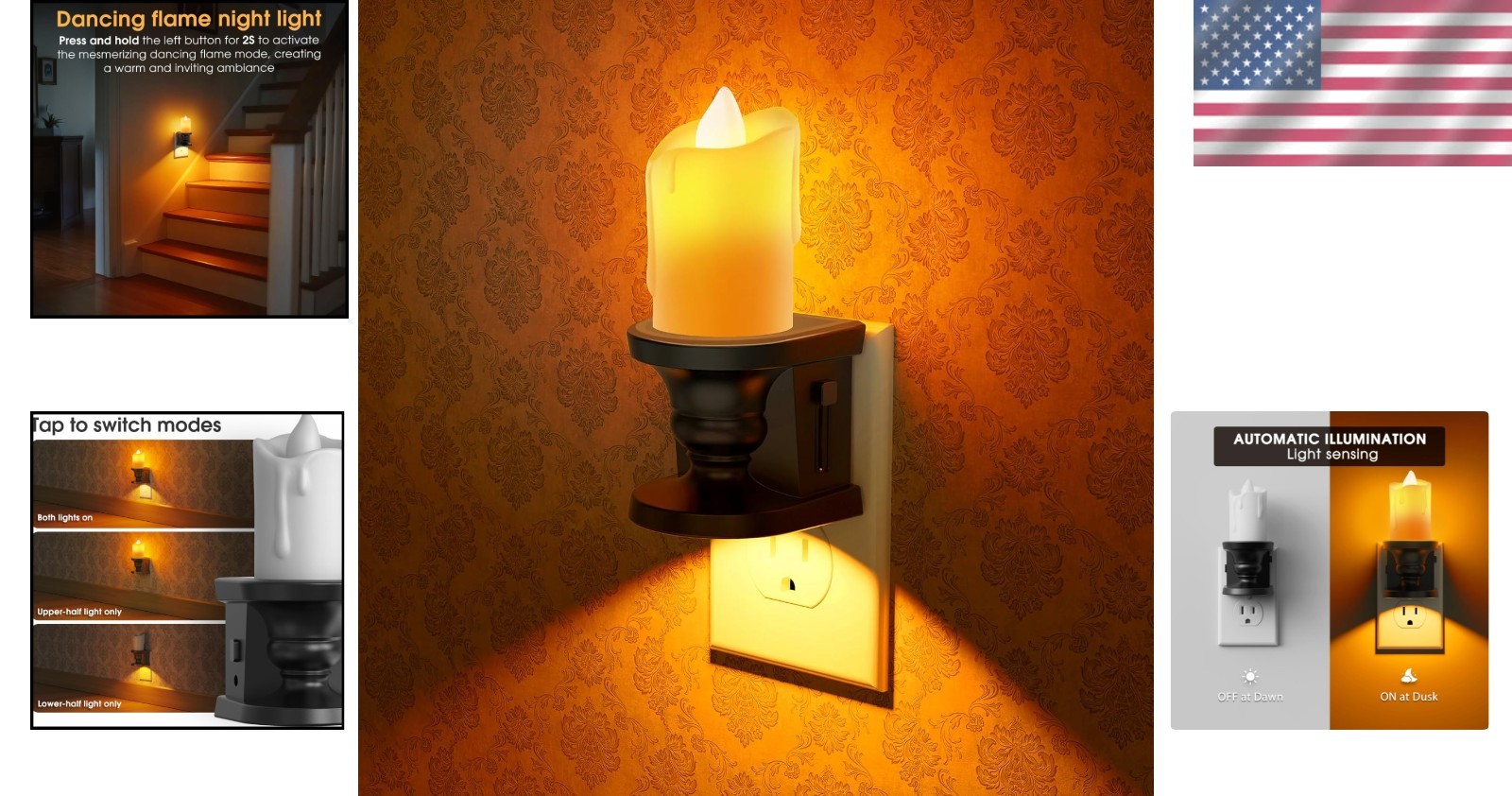 LED Flameless Candle Night Light – 2 Pack with Adjustable Brightness & Warm Glow