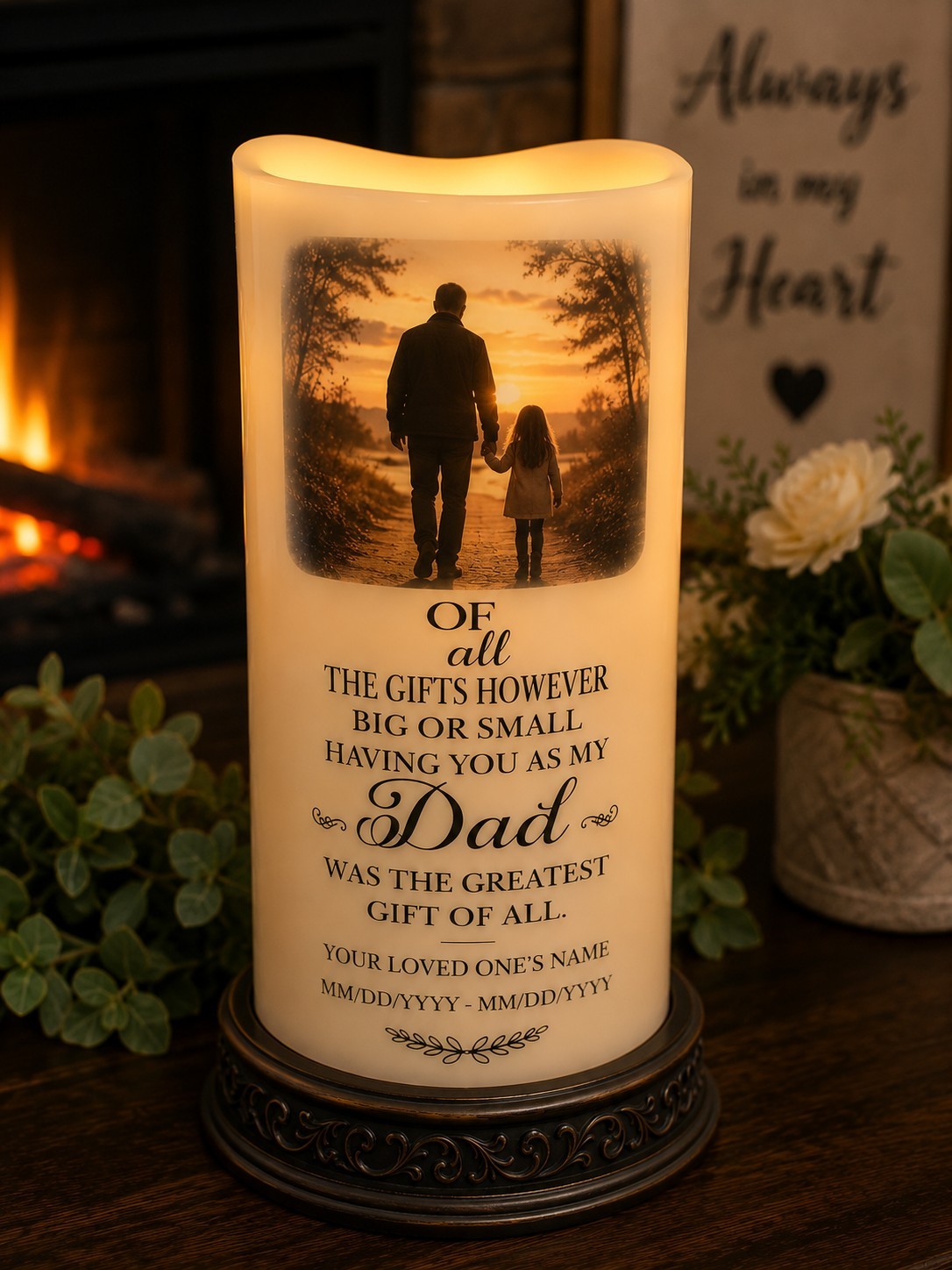 Send photo, name & dates after purchase