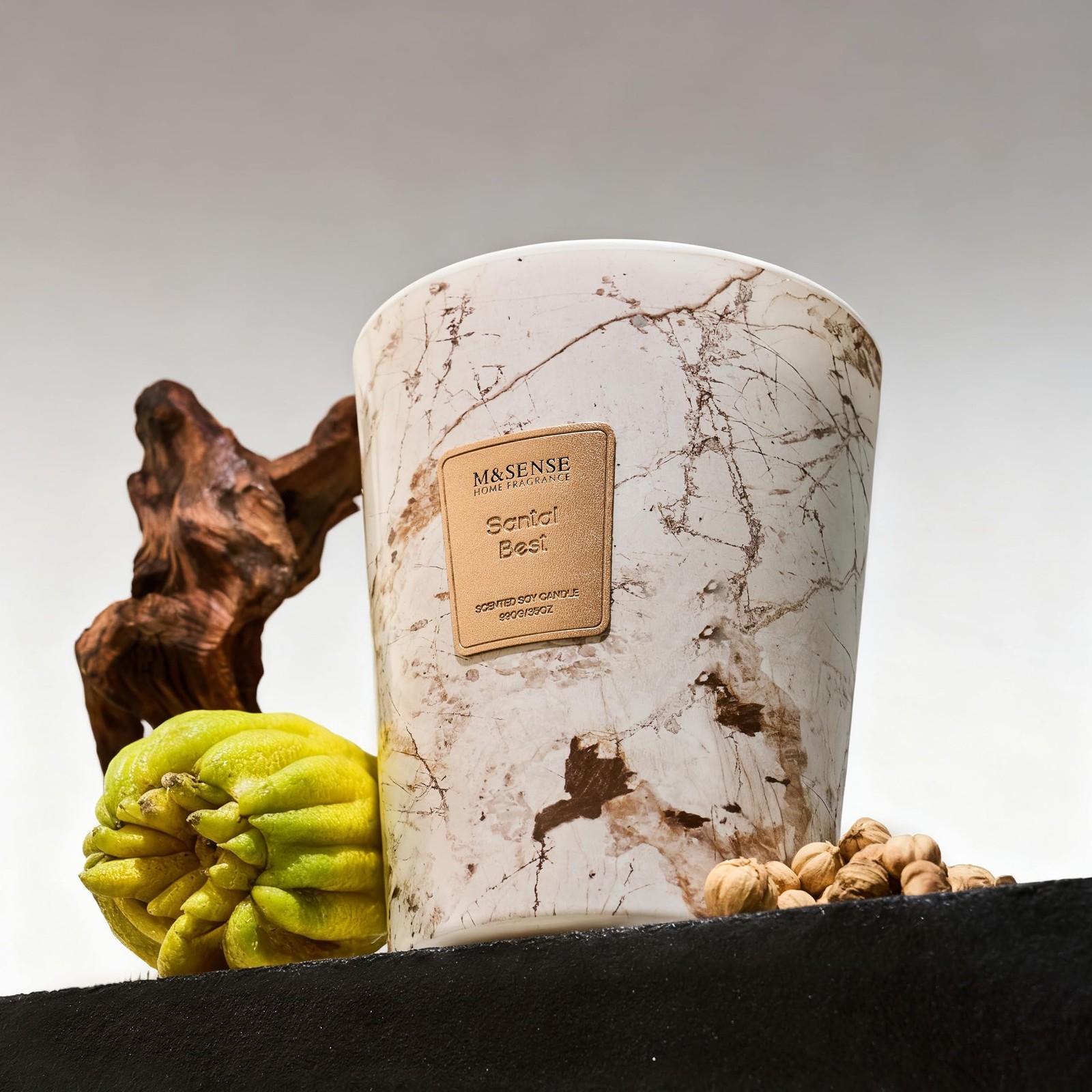 MandSENSE Extra Large Candle 35oz 150H Santal Scented 3-Wick Highly Scented J…