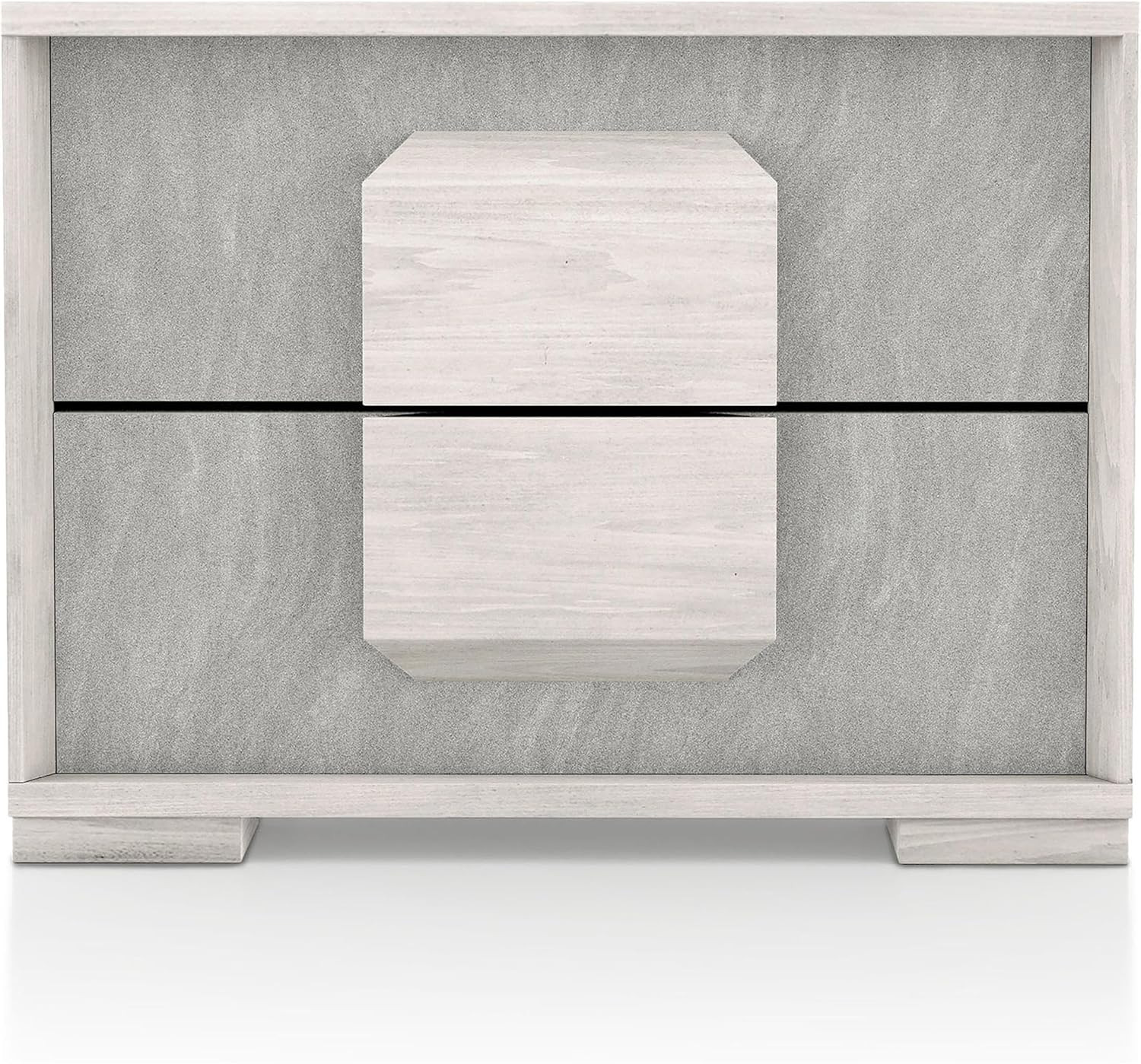 Dresen Modern Melamine Top 2-Drawer Nightstand, Wood Panel Handle Bedside Table
