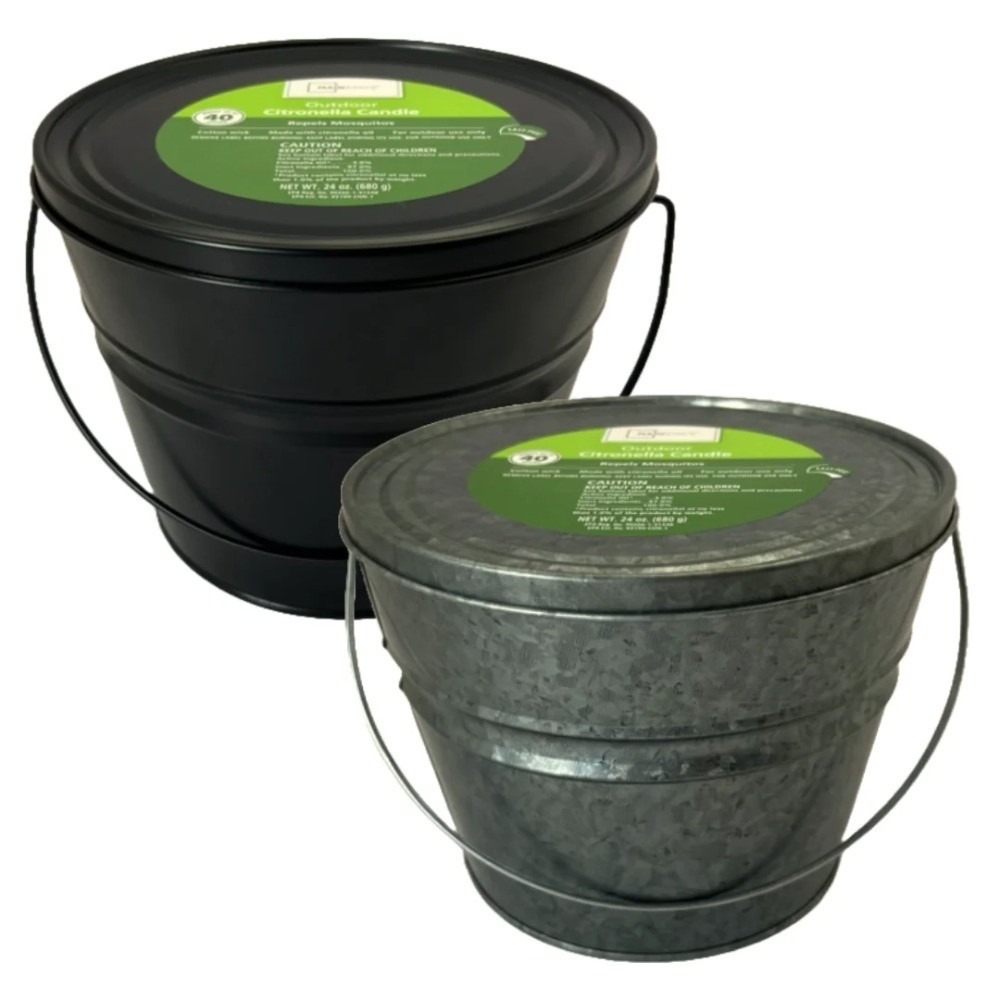 (2 pack) Outdoor Citronella Candle – 24oz Metal Bucket | Repels Mosquitoes |