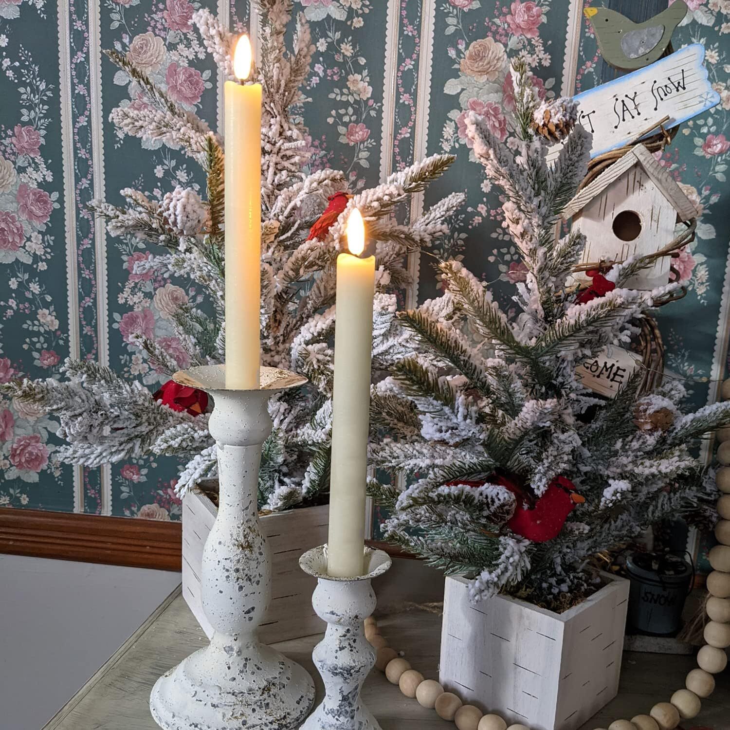 6X Flameless Taper Candles Light Flickering Battery Operated with Remote Timer