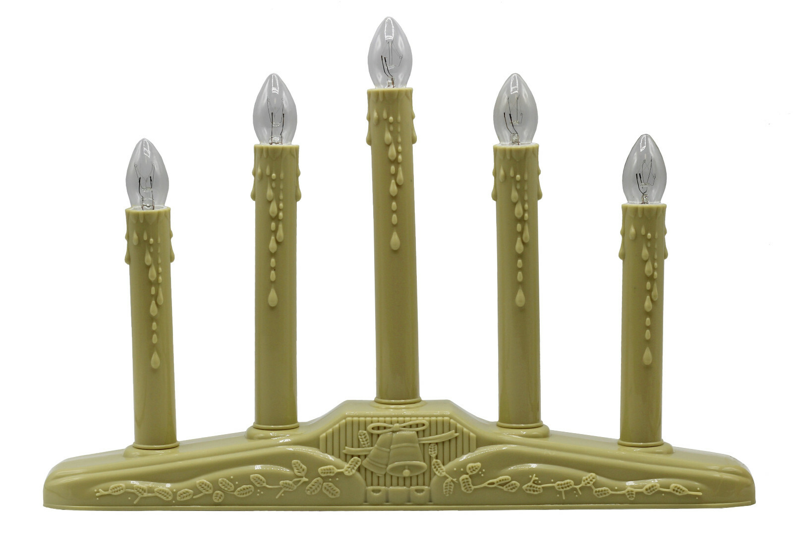 5 Light Electric Candolier Indoor Christmas Candle Lamp Ivory Plastic with Bulbs