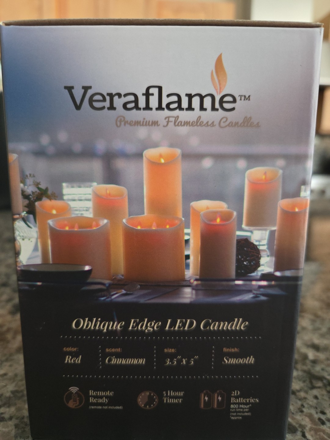 Veraflame Premium Flameless Led Red Candle 3.5″X5″ Radiance Col. Cinnamon Scent