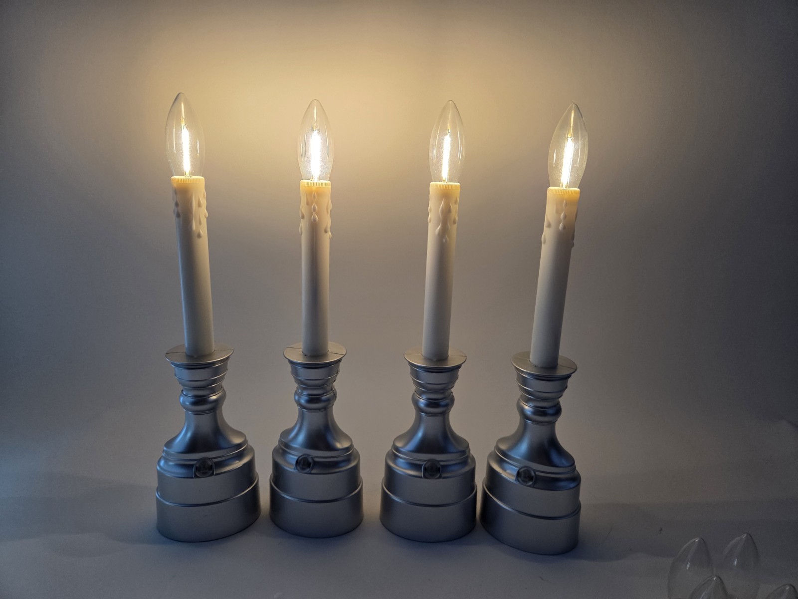 Bethlehem Lights (4) Premium Cordless Window Candles Satin Nickel
