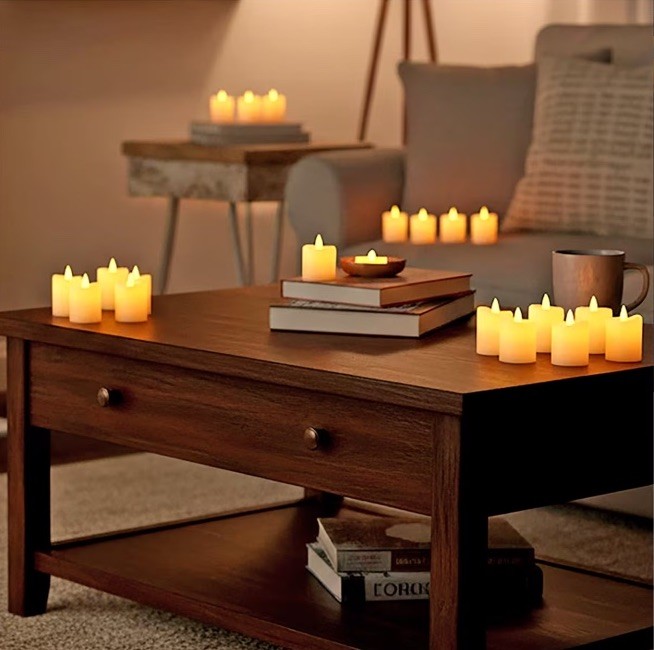 Ankur Treasure Chest Livmore Set of 24 pcs Ivory Candle with Warm Lights