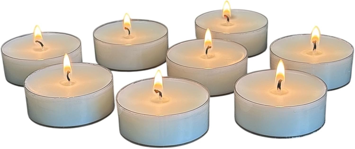 40-Pack Mega Oversized Unscented Tea Light Candles in Clear Cups – 9 Hour Burn