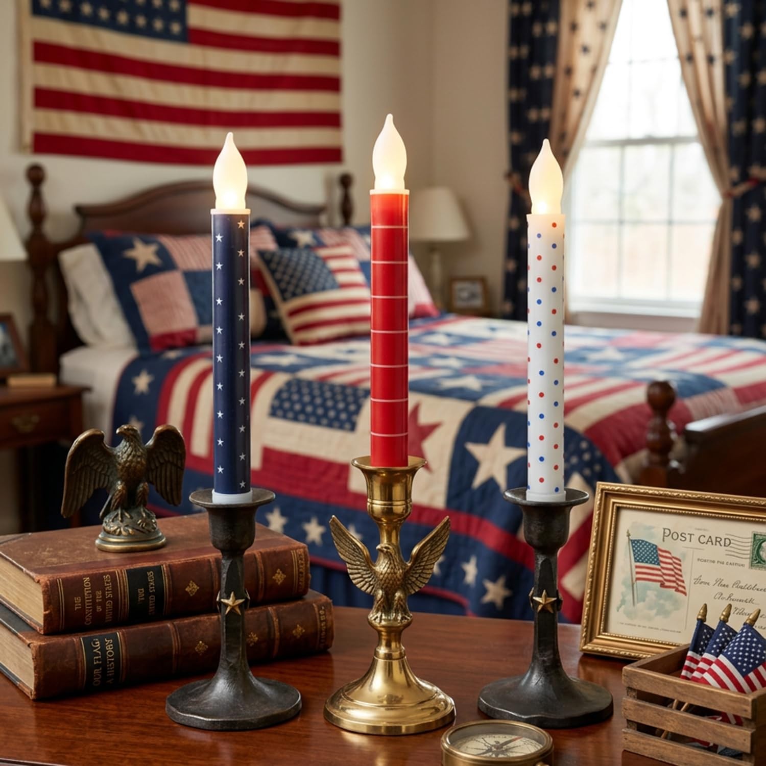 4th of July Candles,Patriotic Taper Candles,Red White and Blue Candle with Re…