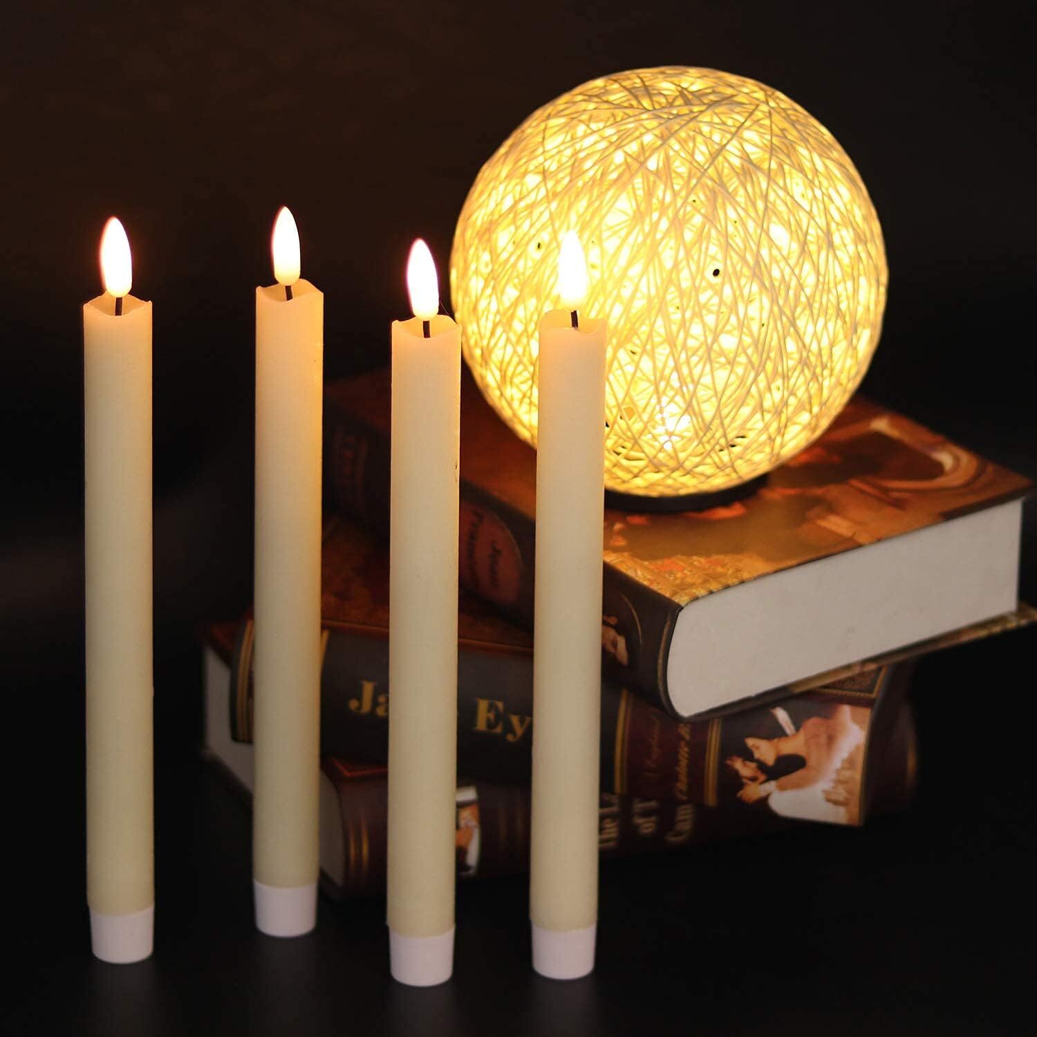 Flameless Taper Candles Light Flickering Battery Operated with Remote Timer LED