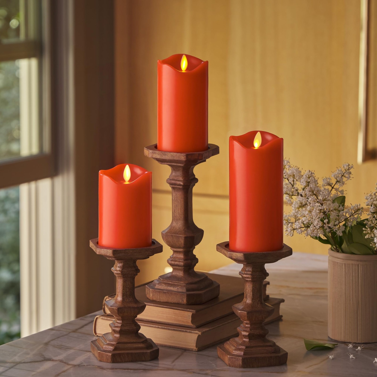 Matchless Candle Co. Set of 3 (3″ x 4.5″,5.5″,6.5″) Flameless LED Flickering …