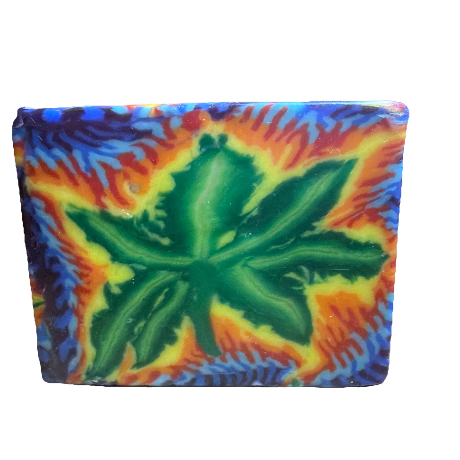 3” Square Rainbow Leaf Candle Boho Nature Y2K