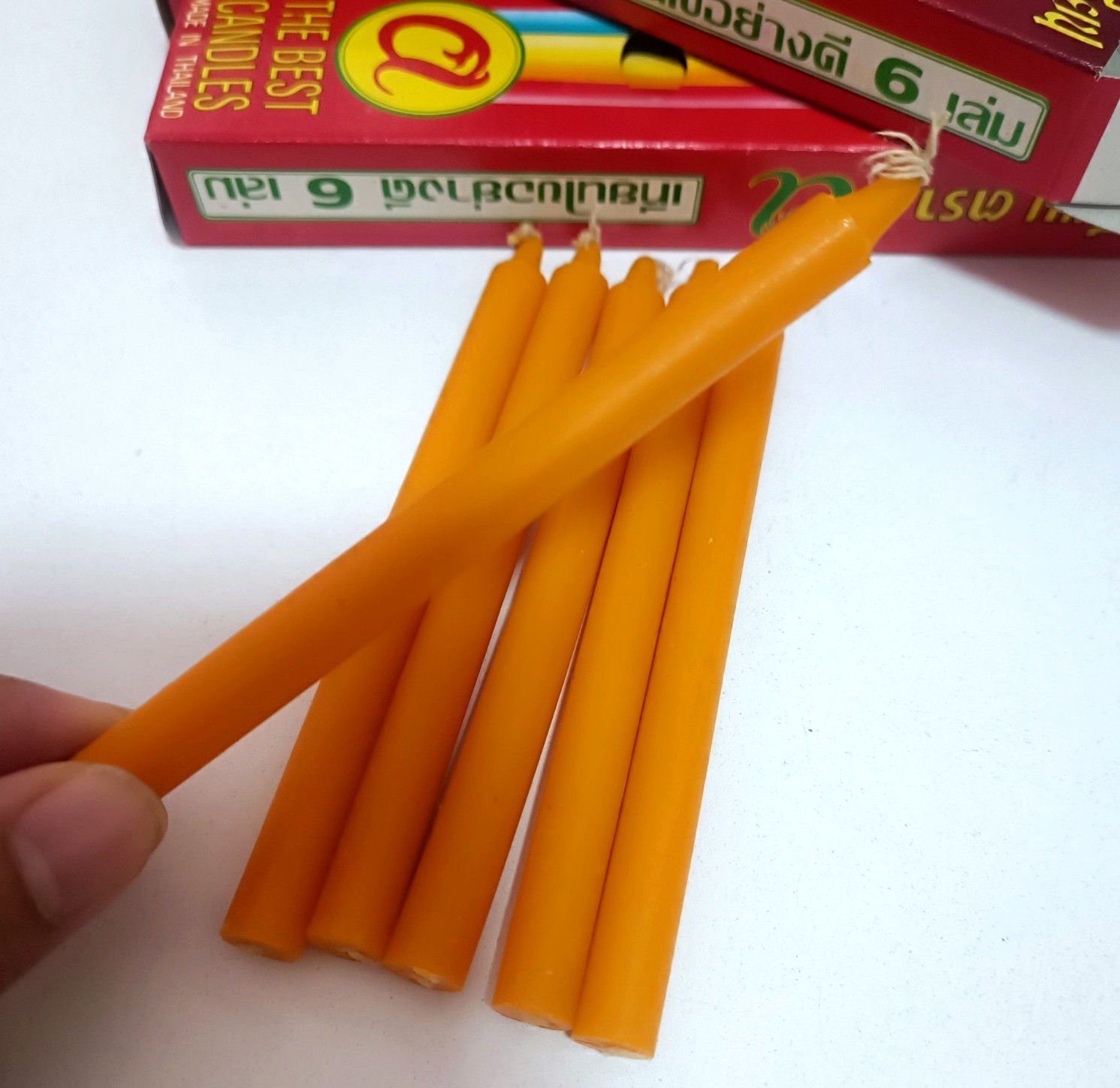 Candles for worshiping Buddha Thai yellow beeswax 24 sticks 4 box