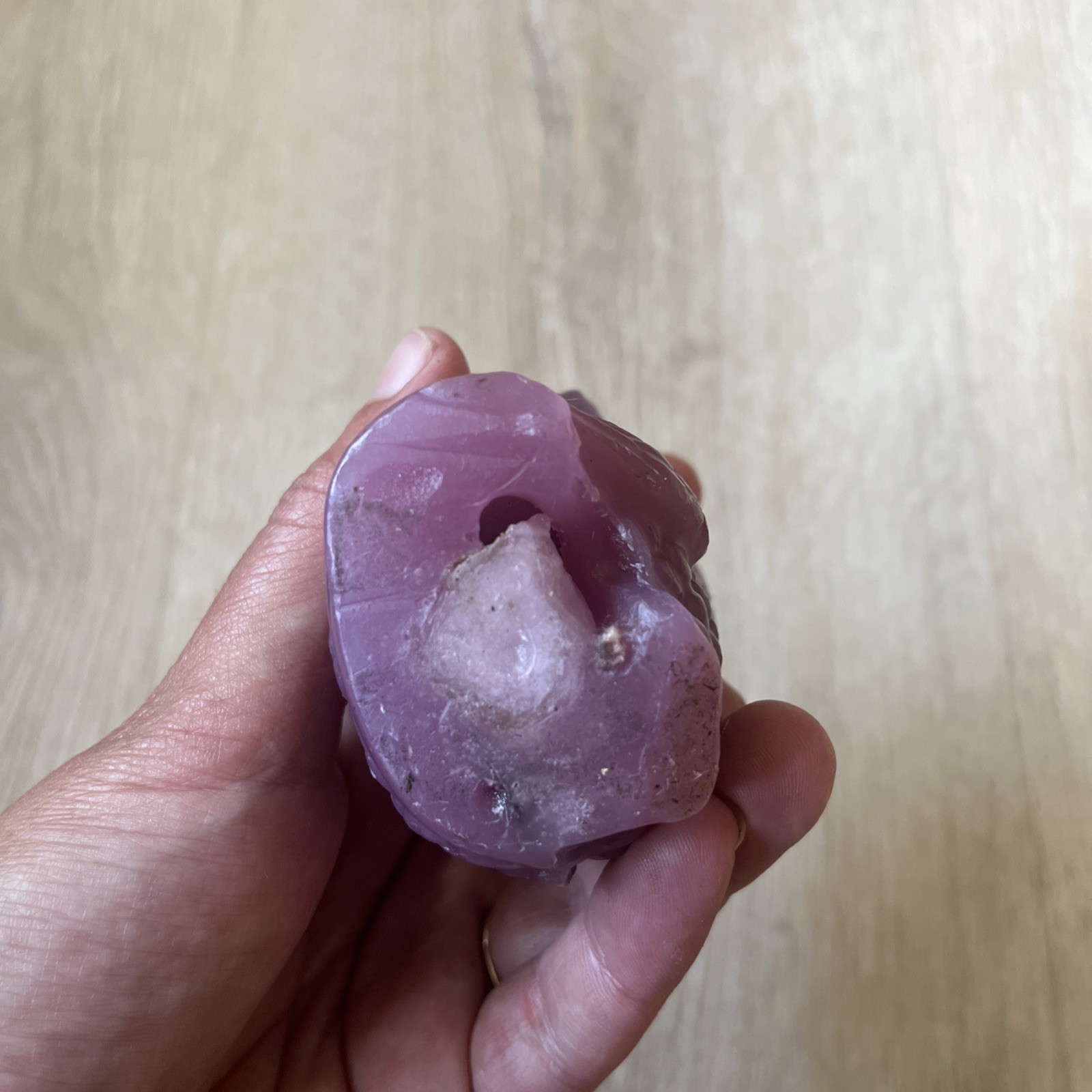 Vintage Retro 70s Small Light Purple Wax Owl Candle 3.5” Lavender Cottage Core