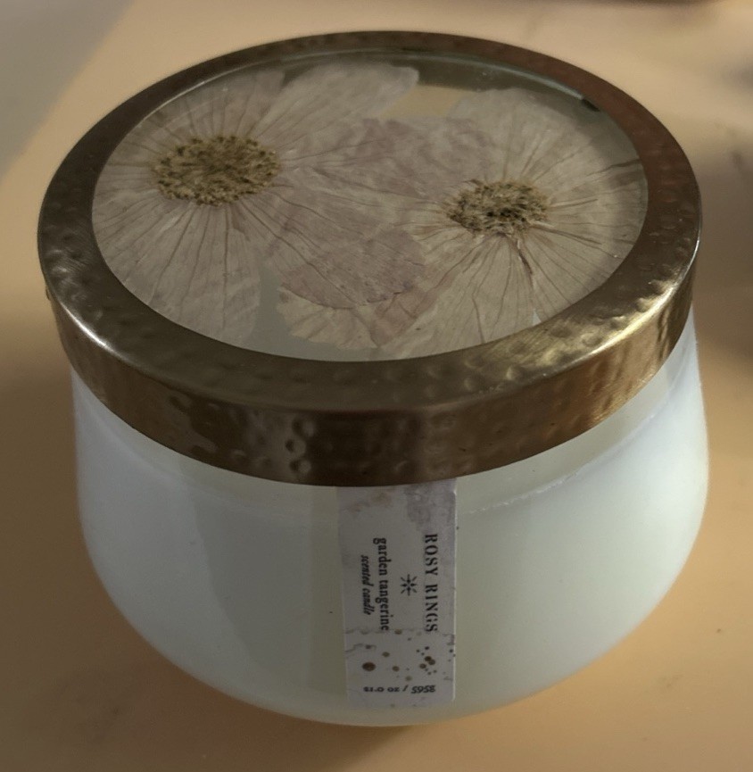 Anthropologie Rosy Rings Scented Garden Tangerine Floral Press Candle 21 oz