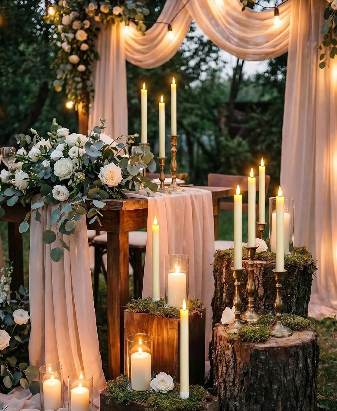 Set of 2 8 Luminara Real Wax Flameless Taper Candles Moving Wick Ivory Weddin US
