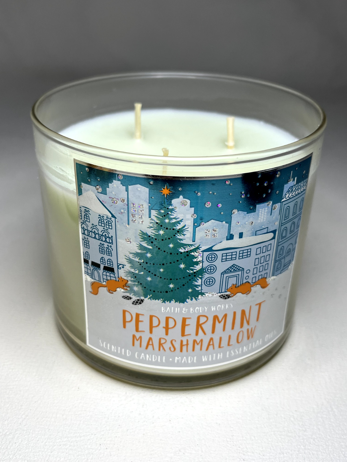Bath&Body Works PEPPERMINT MARSHMALLOW 3 Wick Candle SCENTED CANDLE 14.5 Oz RARE