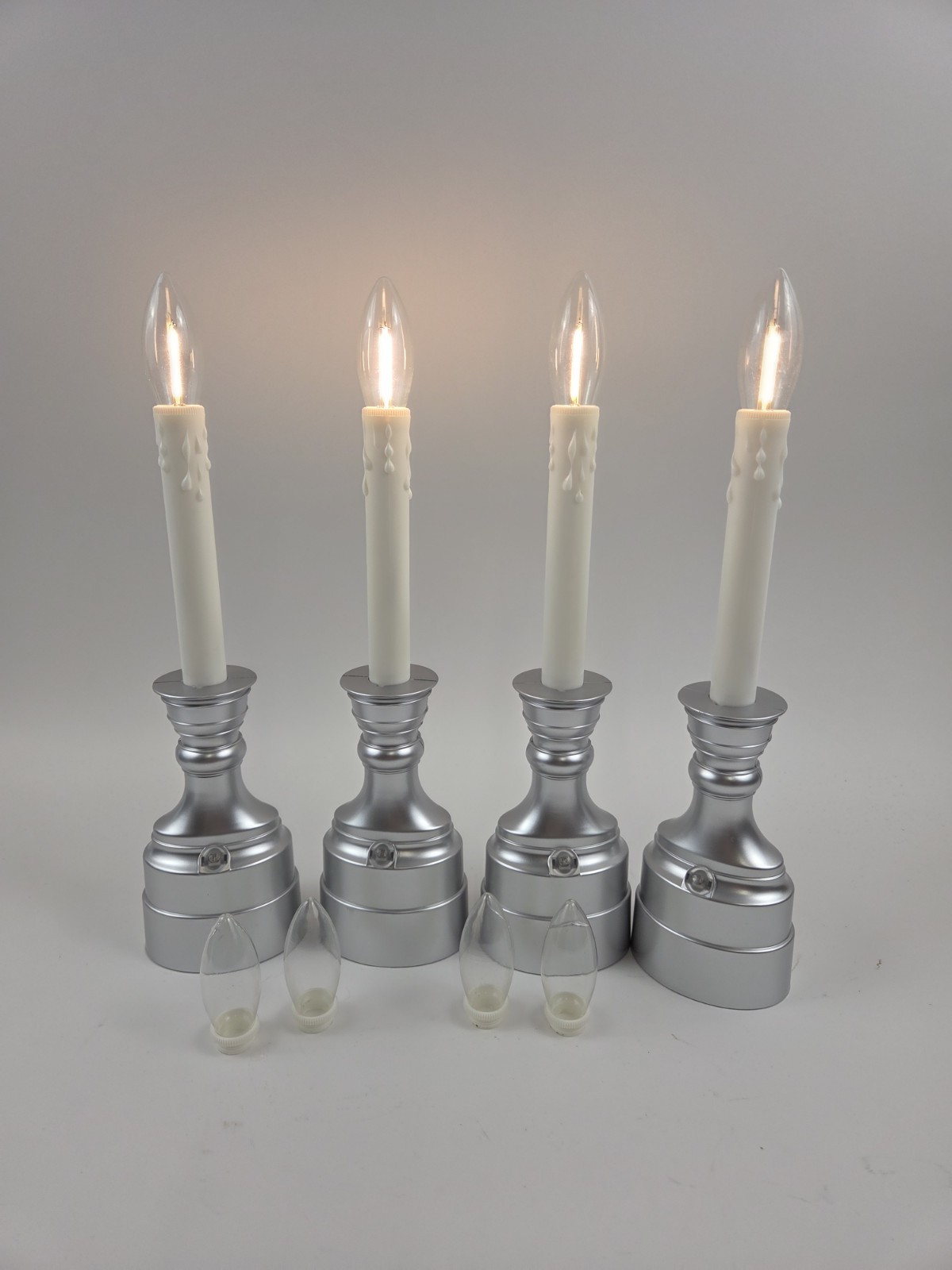 Bethlehem Lights (4) Premium Cordless Window Candles Satin Nickel