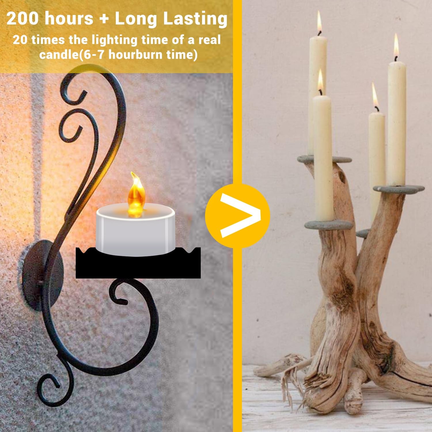 100 Pack Tea Lights Bulk, Realistic Flickering Battery Candles (200+ Hours), …