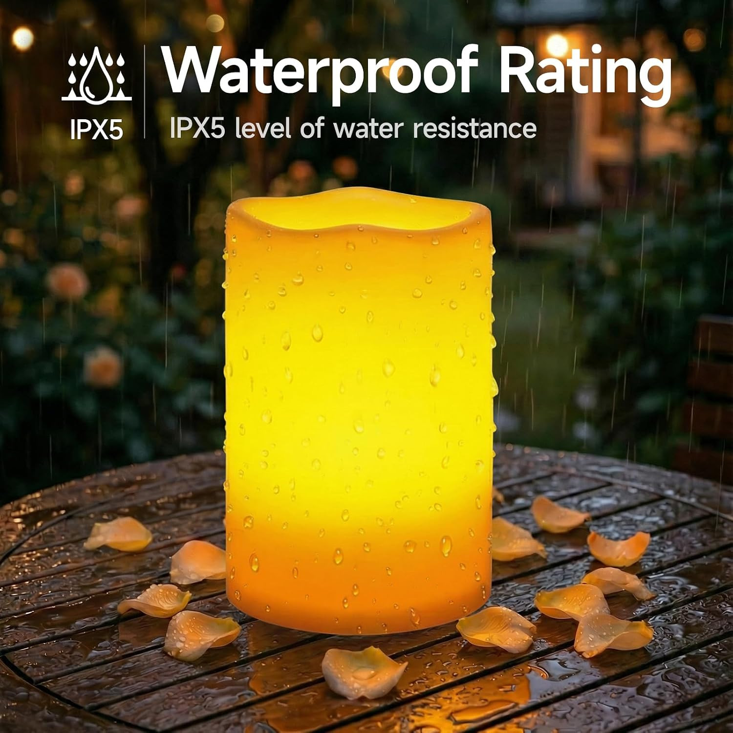 6″ X 9″ Extra Large Outdoor Waterproof Candle with Auto 6-Hour Timer, No Remote,