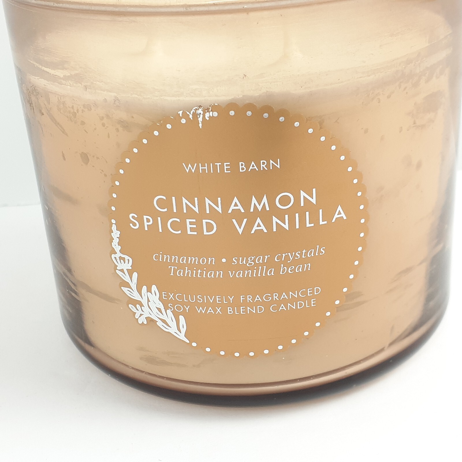White Barn Cinnamon Spiced Vanilla Scented 3 Wick Candle Burns 25-45 Hrs 14.5oz