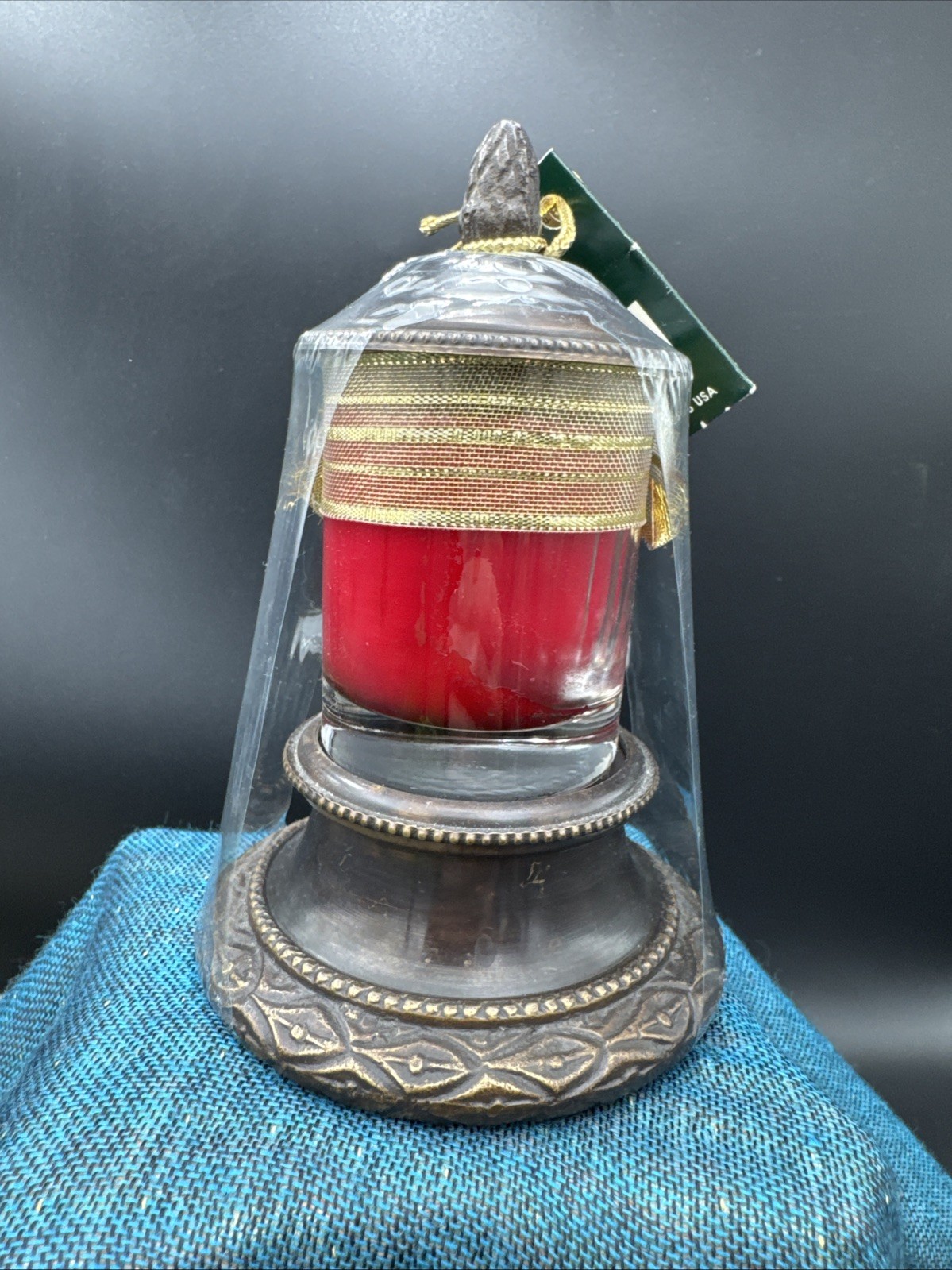 Aromatique Smell of Christmas 2.5 Oz Candle Votive Antique Bronze Inkwells NWT