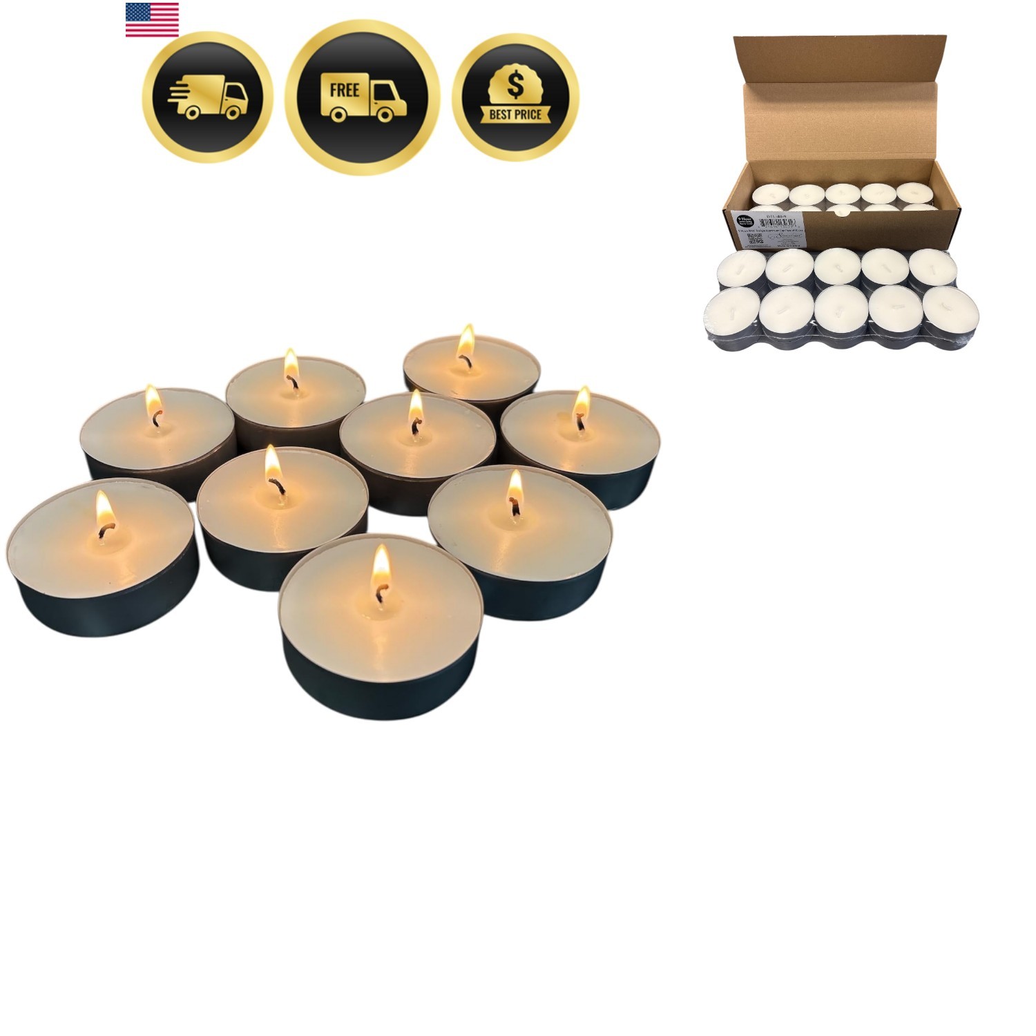 40 Pack Unscented Mega Tea Light Candles – 9 Hour Burn for Events & Relaxation