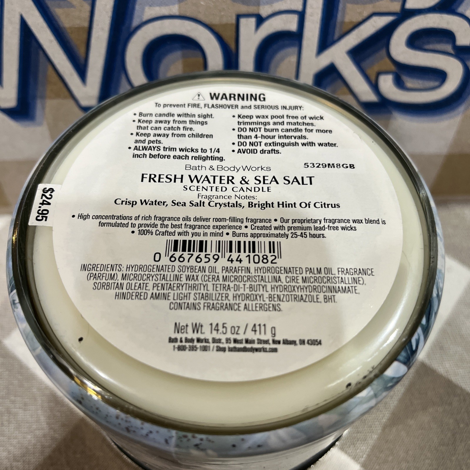 Bath & Body Works FRESH WATER & SEA SALT 🏖️🐚 3 Wick SCENTED Candle 25-45 Hrs