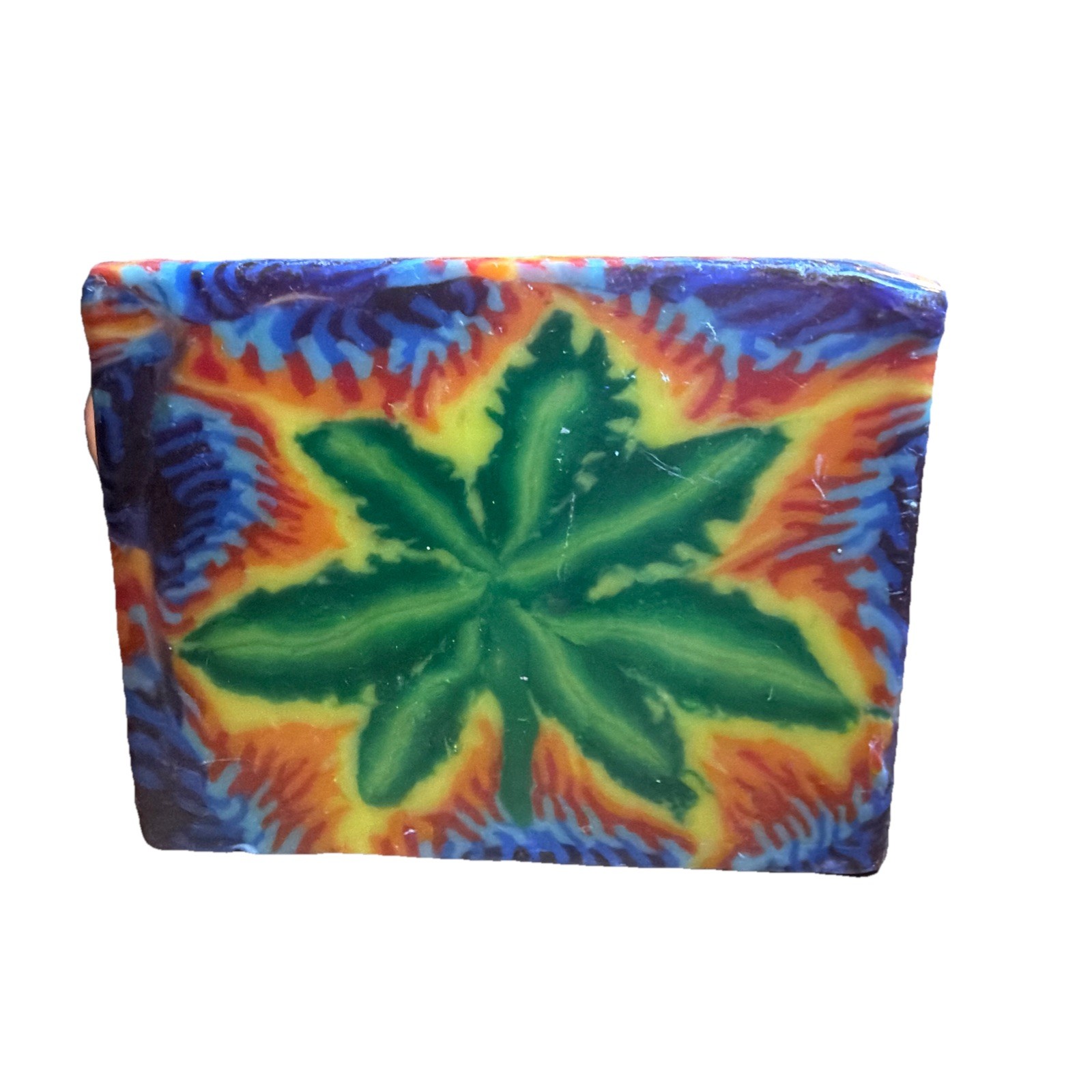 3” Square Rainbow Leaf Candle Boho Nature Y2K