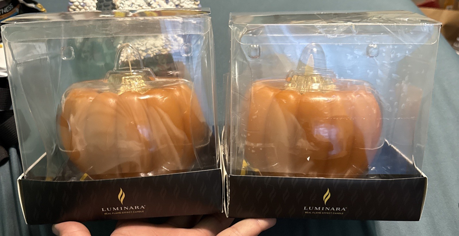 Luminara Halloween Autumn Fall Wax Pumpkin Candle battery Op New In The Box