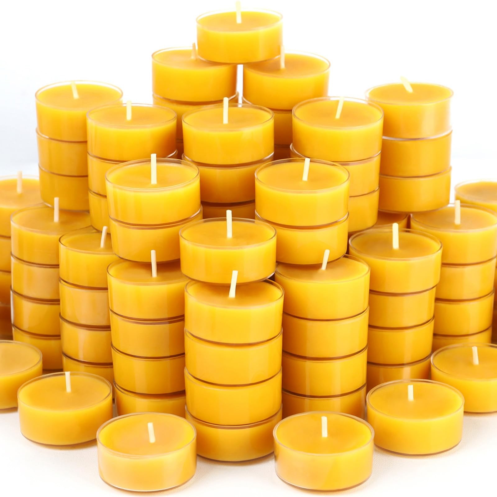 48 Packs Beeswax Tealight Candles, 100% Pure Beeswax Candles | 4Hour Extended…