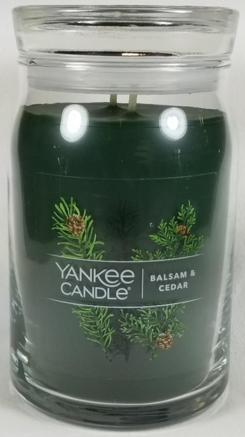 Yankee Candle BALSAM & CEDAR Signature Large Jar 20 Oz Green New Wax 2-wick