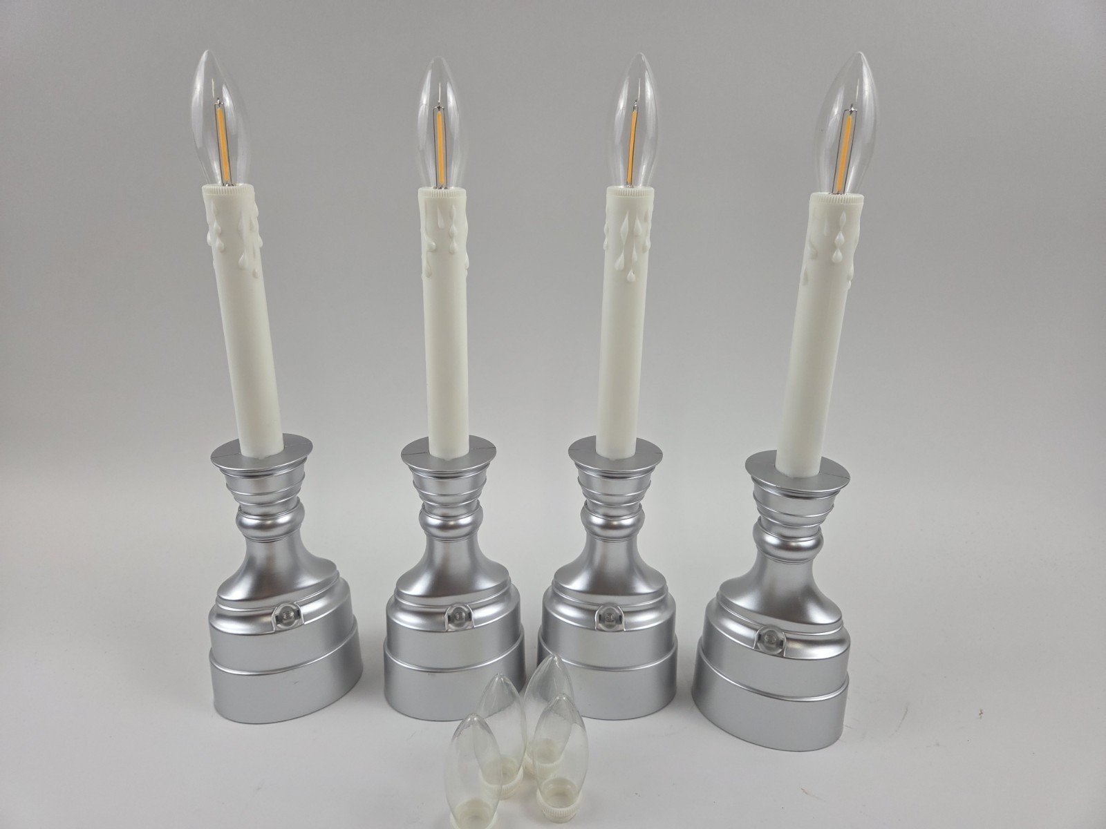 Bethlehem Lights (4) Premium Cordless Window Candles Satin Nickel