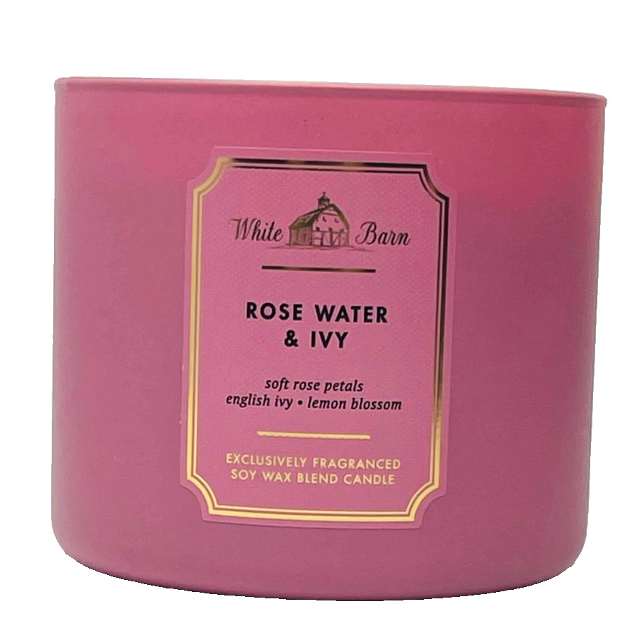 2 BATH & BODY WORKS ROSE WATER & IVY 3-WICK FRAGRANCED SOY WAX BLEND CANDLE NEW