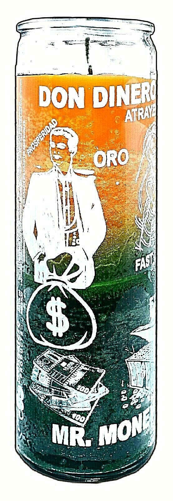 CANDLE MR. MONEY GOLD/GREEN- DON DINERO ORO/VERDE -BURNS 120 HOURS