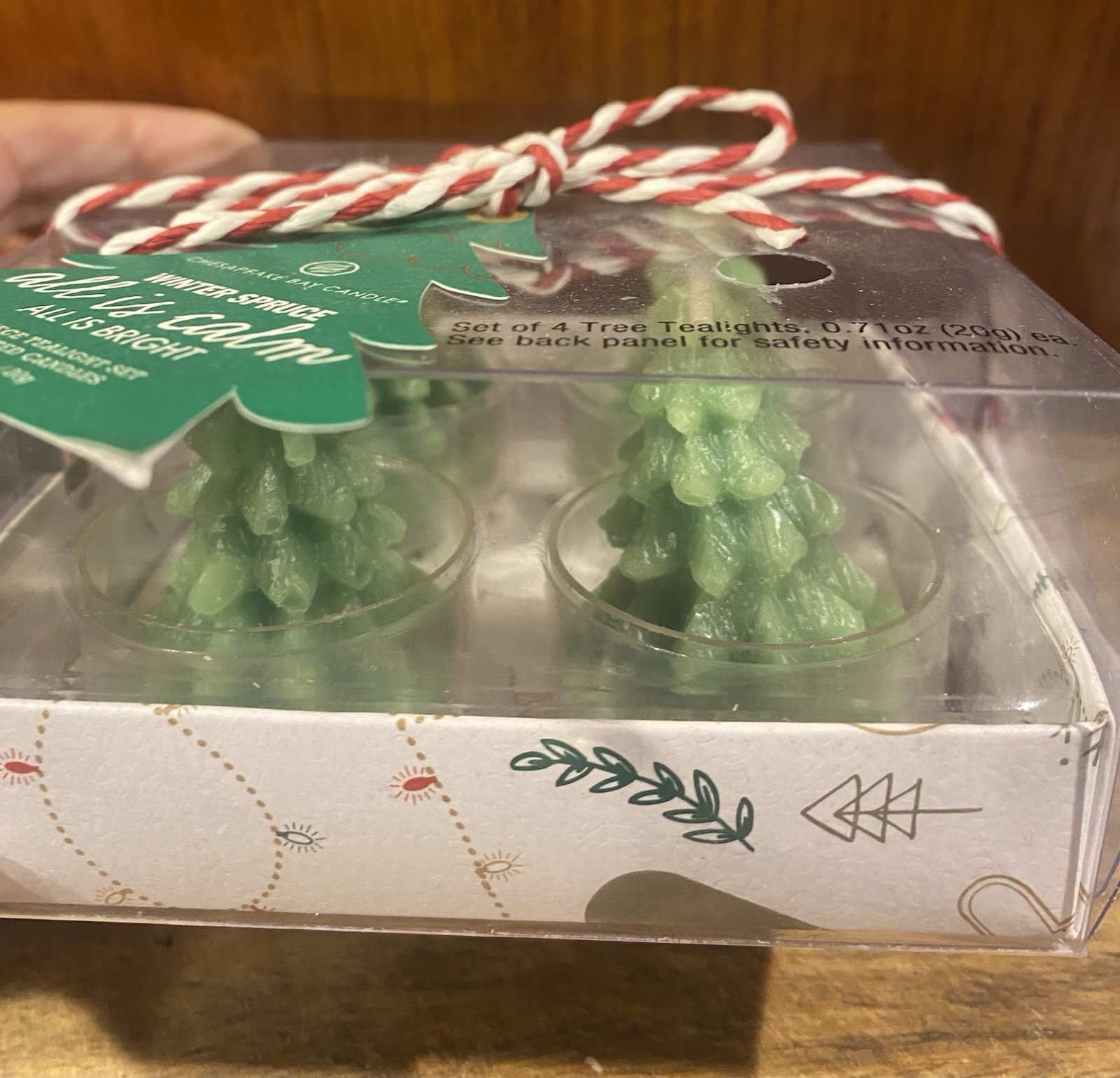 Chesapeake Bay Scented Candle Blue Spruce 4 Pc Treetop Tea Lights Vintage New