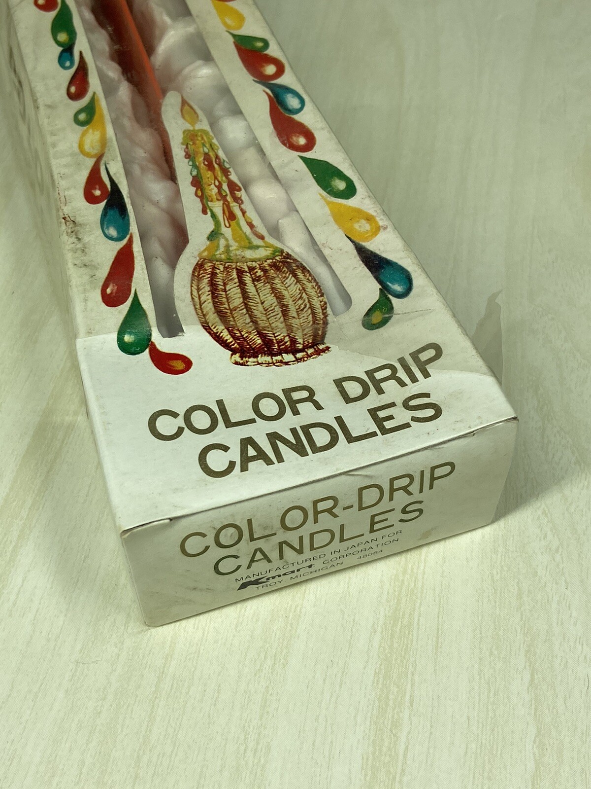 COLOR-FLO Rainbow Color Drip CANDLE 12″ Vintage Retro Original Pkg Of 2 60s 70s