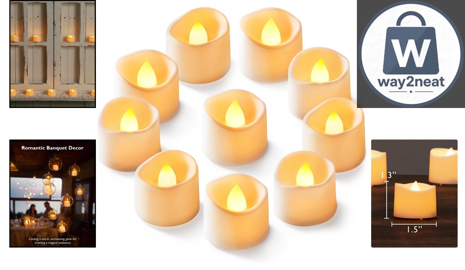 Flameless Flickering LED Tea Lights – Safe Decorative Candles for Indoor/Outdoor