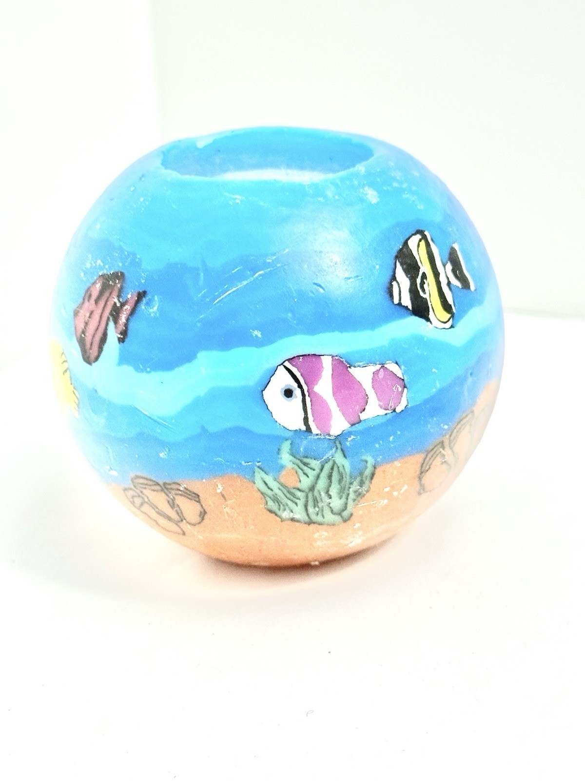 Hand Painted Aquatic Wax Ocean Life Beach Themed FISH AQUARIUM Wax Candle