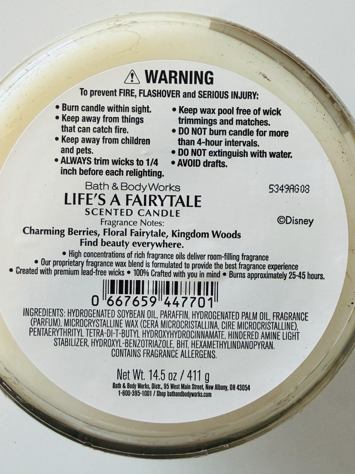 💛 Bath & Body Works DISNEY PRINCESS Life’s A Fairytale 3 Wick Candle Bow Topper