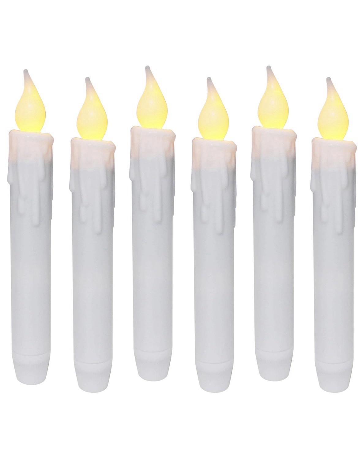 6 PCS Flickering Taper Candles LED Drip Flameless Candles, Battery Oper