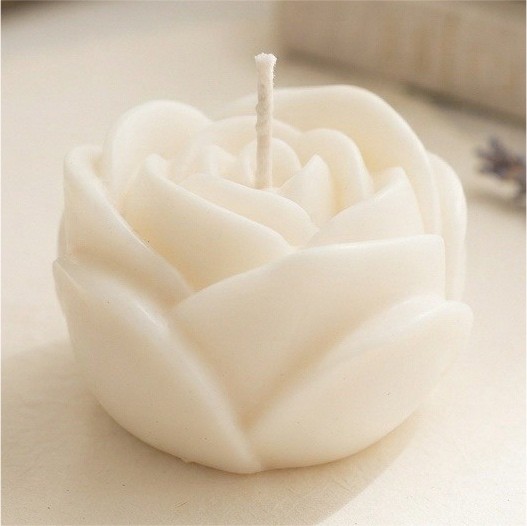 White Rose Shaped Decorative Soy Wax Candles, Set of 3 Floral Novelty Decor