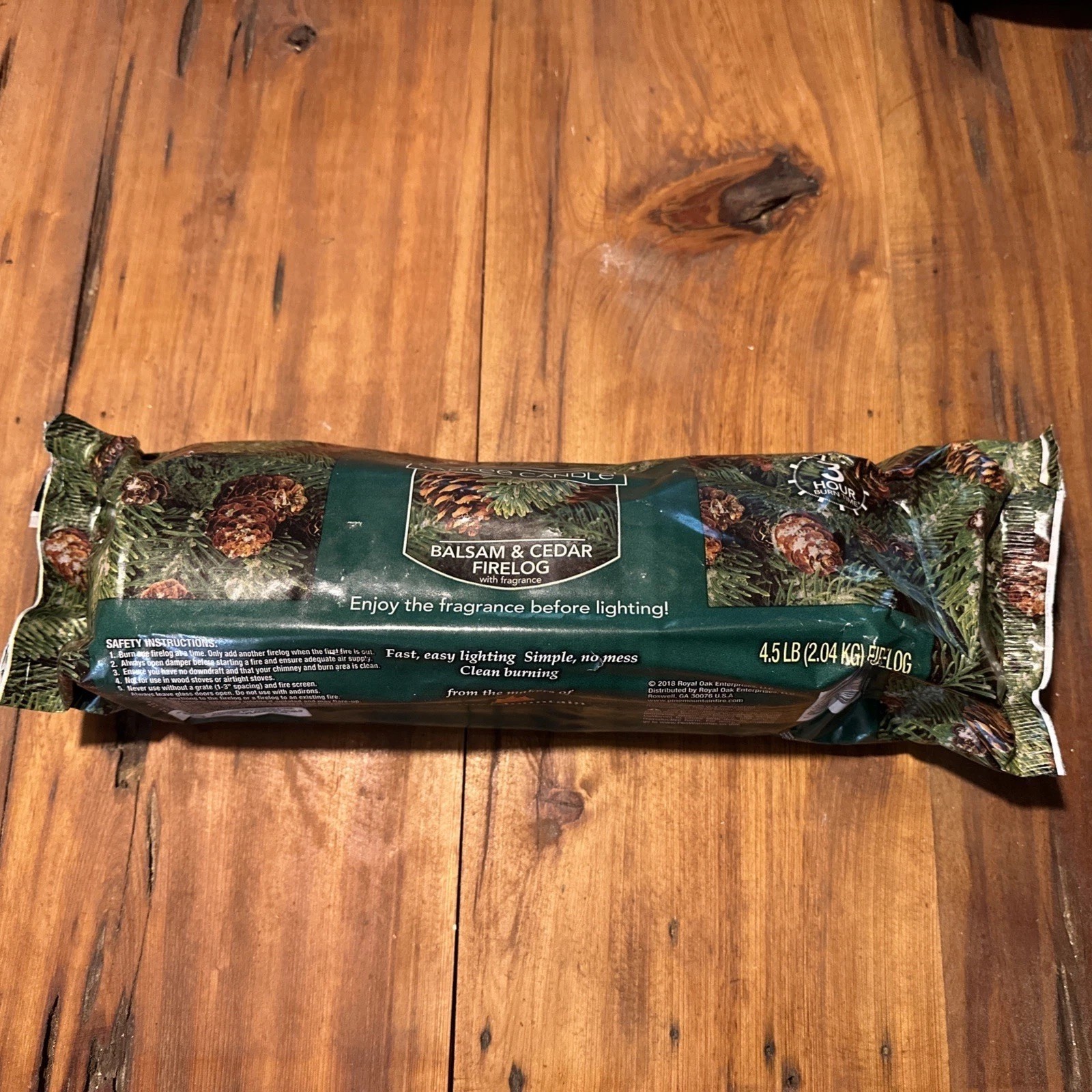 🌲Yankee Candle Balsam And Cedar Scented Fire Log Pine Mountain Fireplace 3 Hour