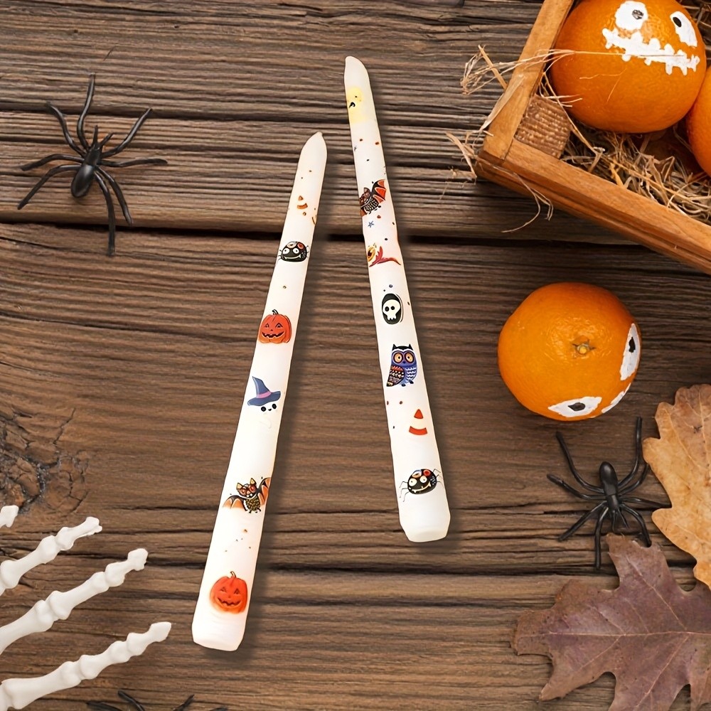 2pcs 10Inch Scented Candles Fall Pumpkin Bat Candlesticks Dinner Table Decor