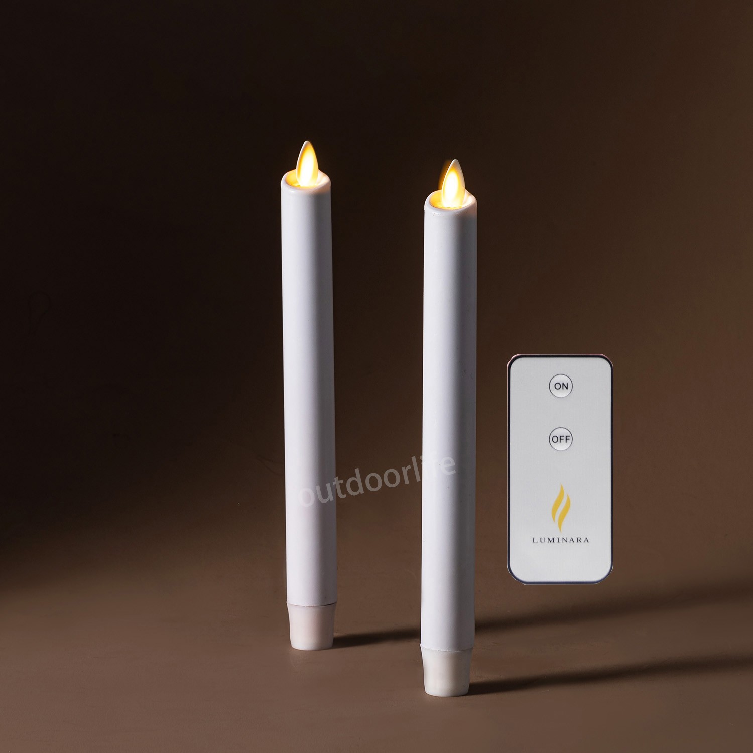 Luminara Flameless Wax Battery Taper Candle with Moving Flame Remote White 9.5″