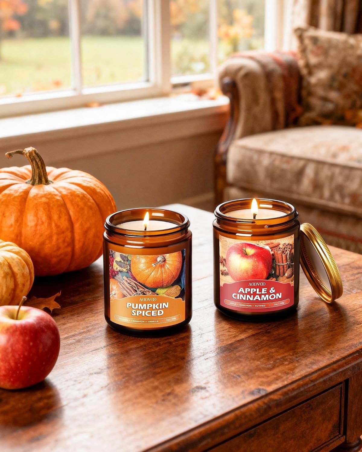 Scented Fall Candle Collection – 4 Aromatic Fragrances for Cozy Indoor Ambiance